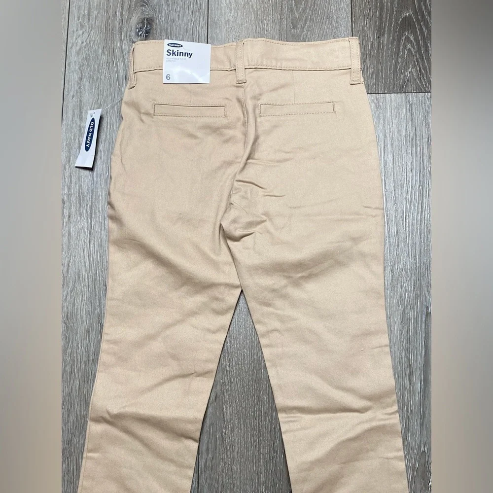 Old Navy Girl School Uniform Kaki Stretch Skinny Adjustable Waist Pants Size 6